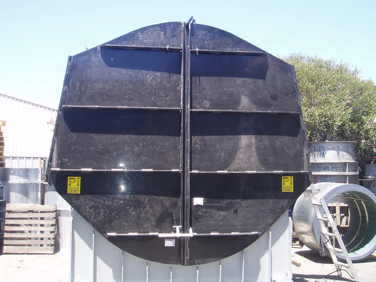 HDPE damper door frame and panel assembly