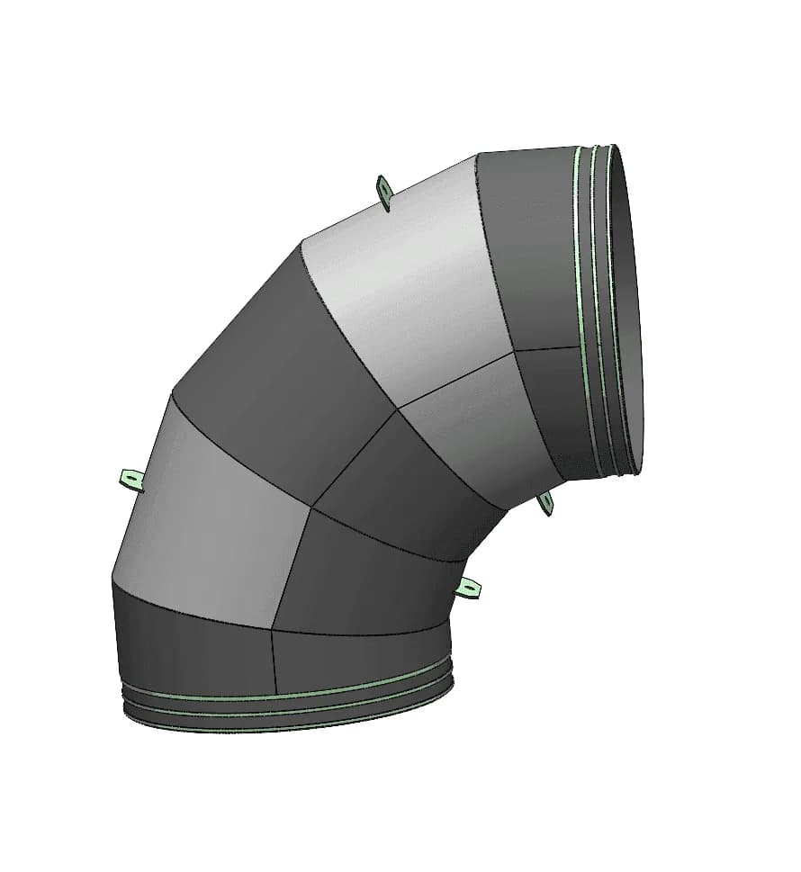 Polyduct 90° five-section bend fitting