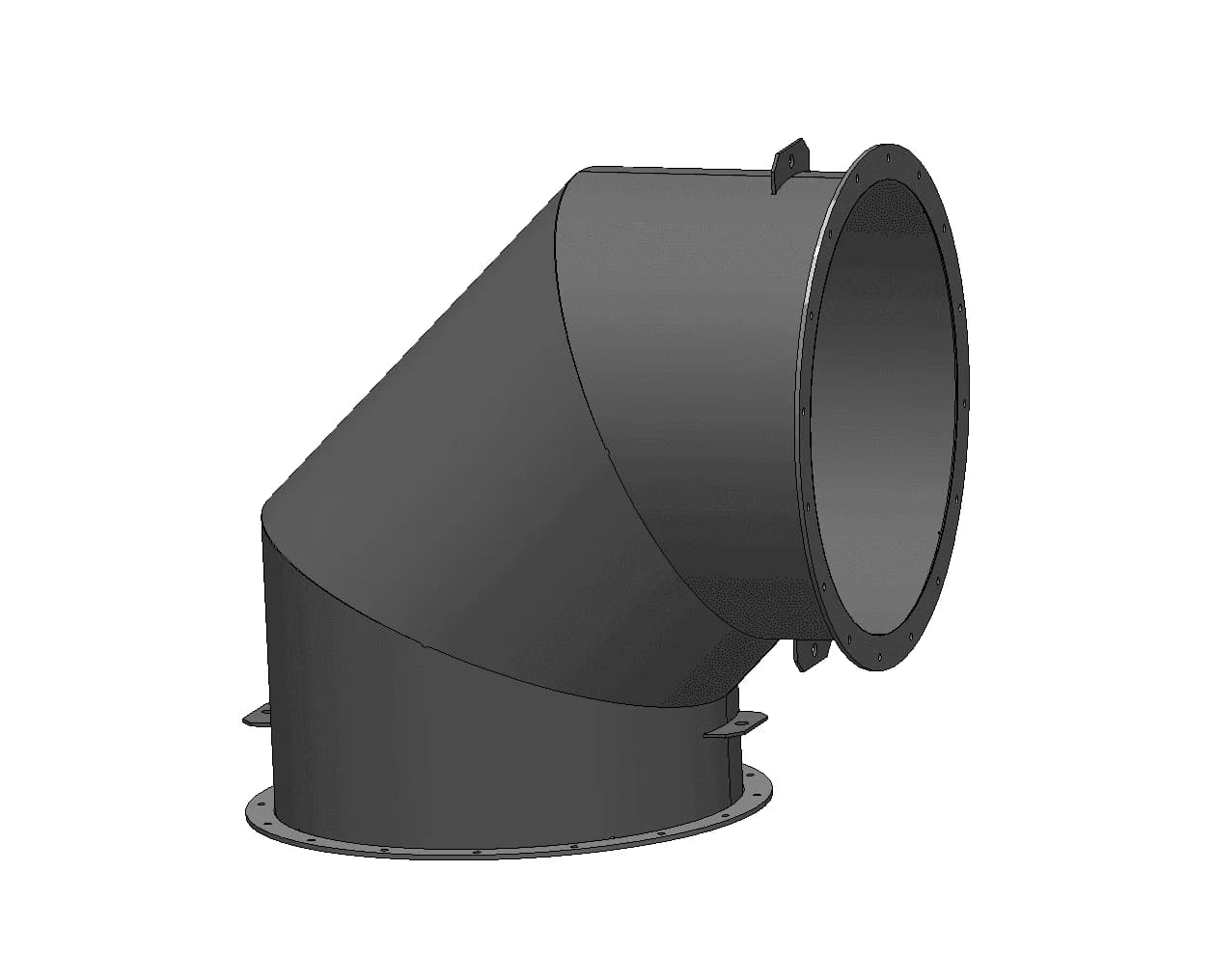Polyduct 90° three-section bend fitting