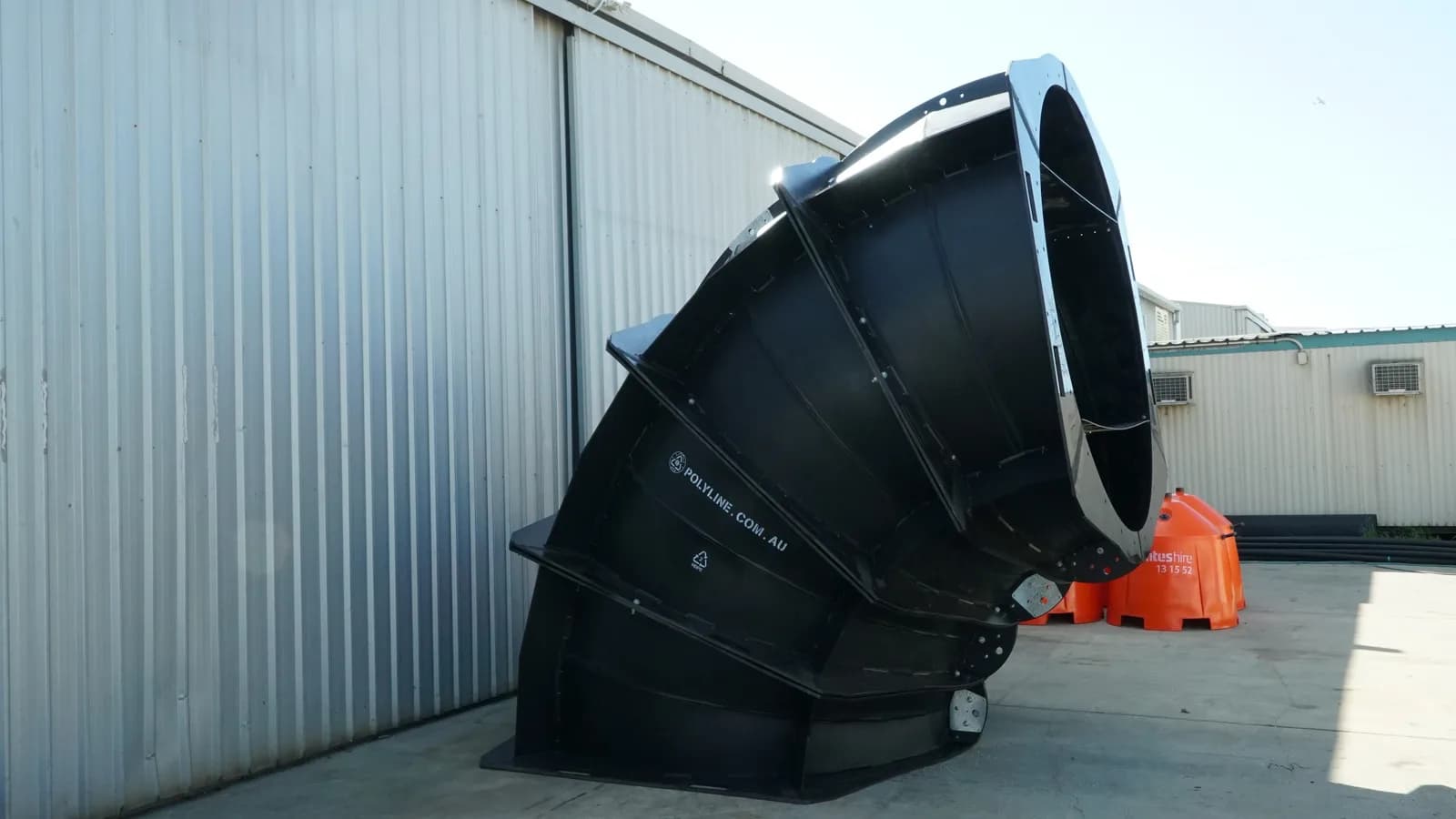 Ø2.4 m fabricated split Polyduct — workshop view 3