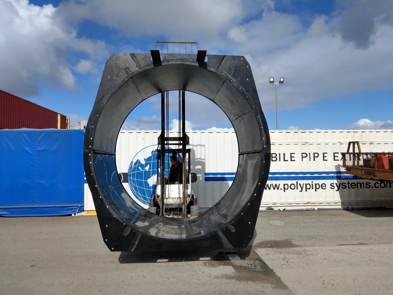 3 m ID split Polyduct — workshop fabrication view 1