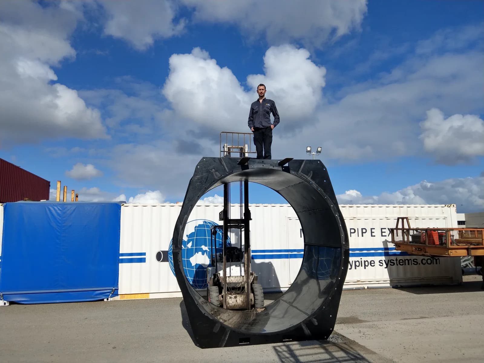 3 m ID split Polyduct — workshop fabrication view 2