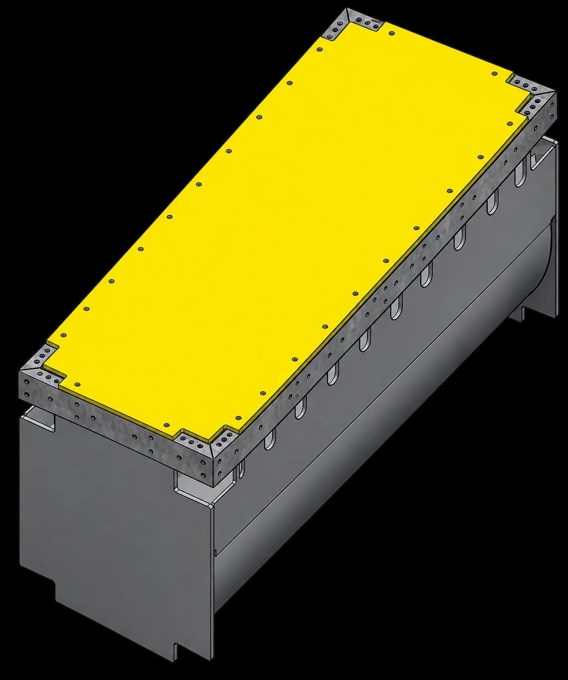 Modular pontoon single module — HDPE deck on a steel-framed float