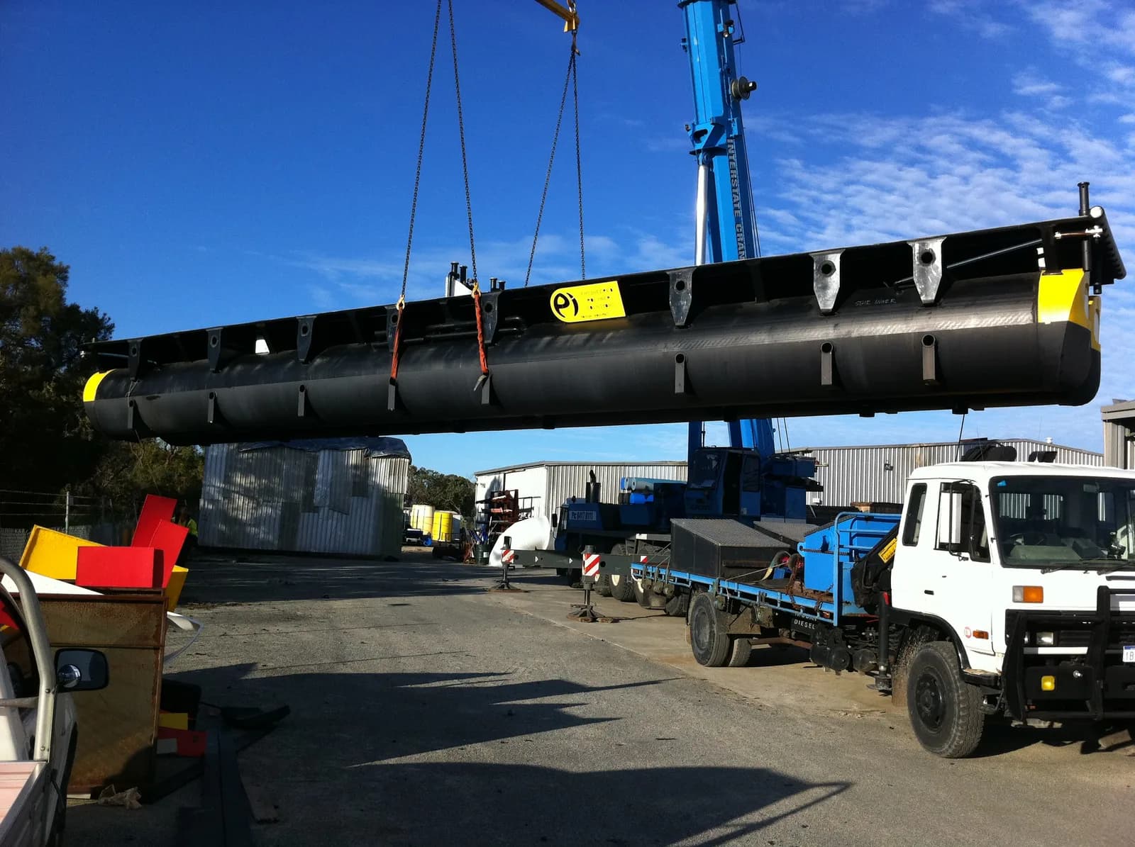 21 m HDPE barge on flatbed truck — view 2