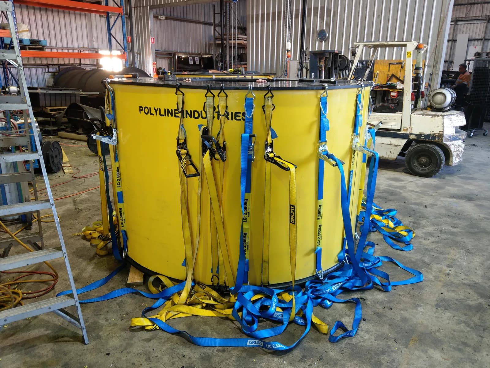 7-tonne pontoon buoys for Koolan Island — workshop