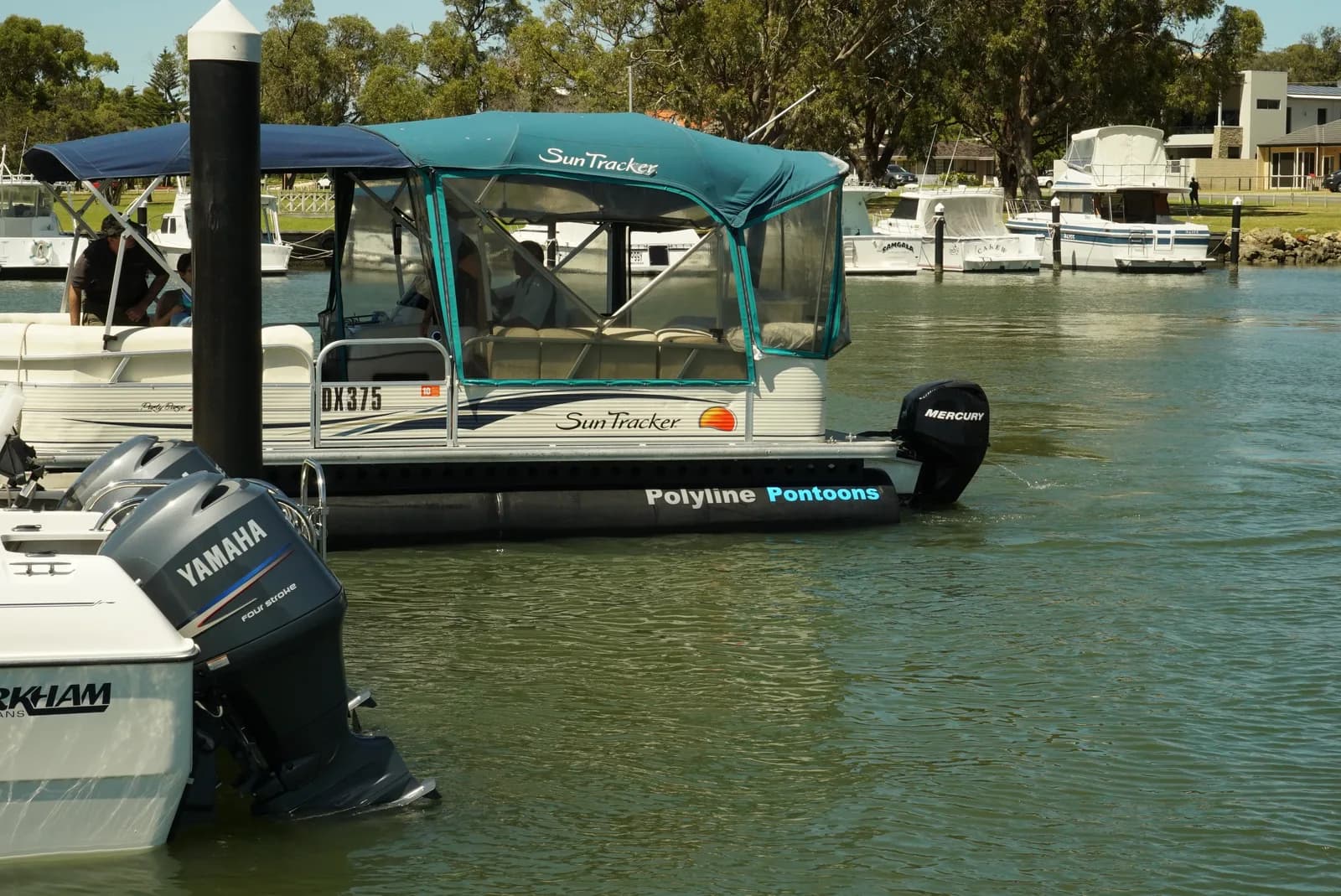 Pontoon HDPE cylinder — workshop fabrication view 1