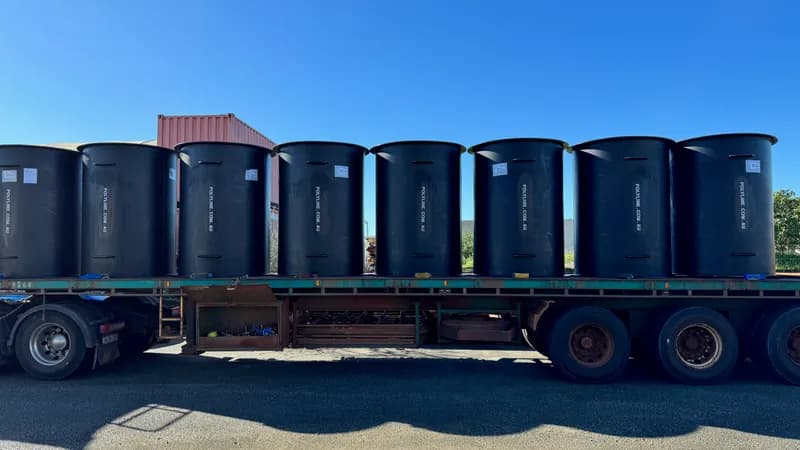 HDPE ducting loaded on flatbed for site dispatch