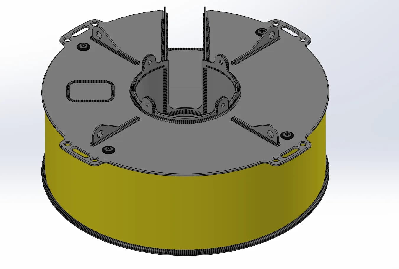 Donut pump float — mid-discharge configuration on water