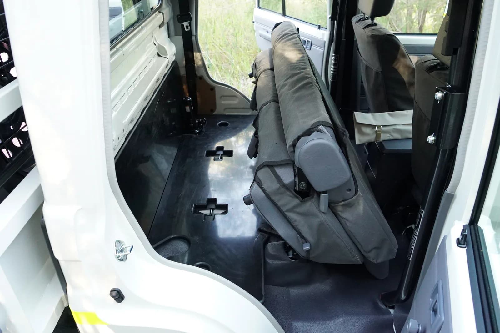 HDPE under-seat protector — install view 2