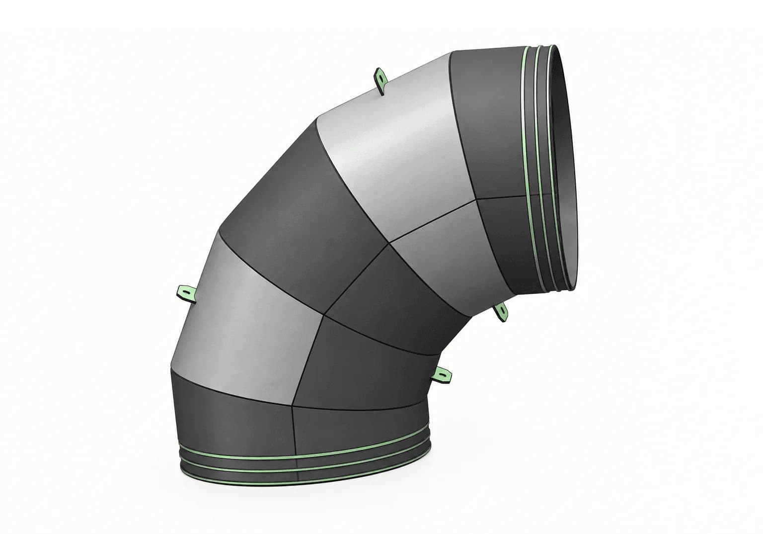90 degree 5-section Polyduct bend (3D model view)