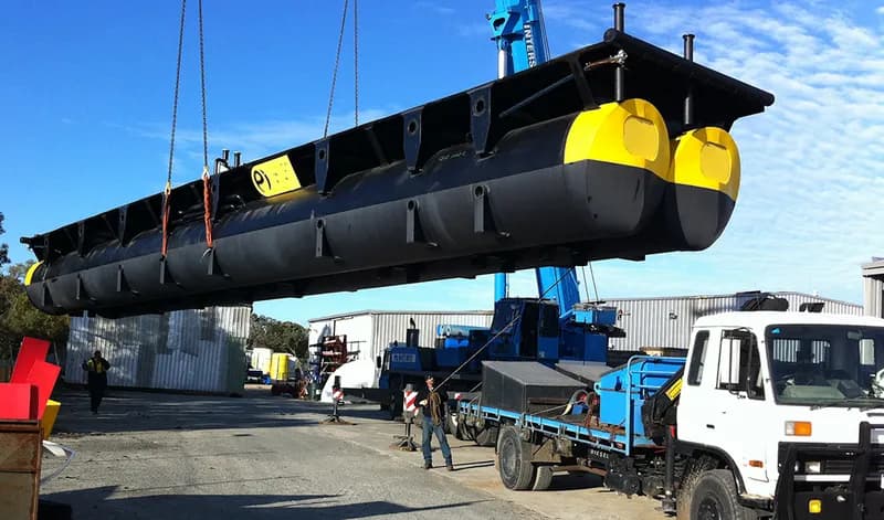 21 m HDPE pontoon barge — hero shot